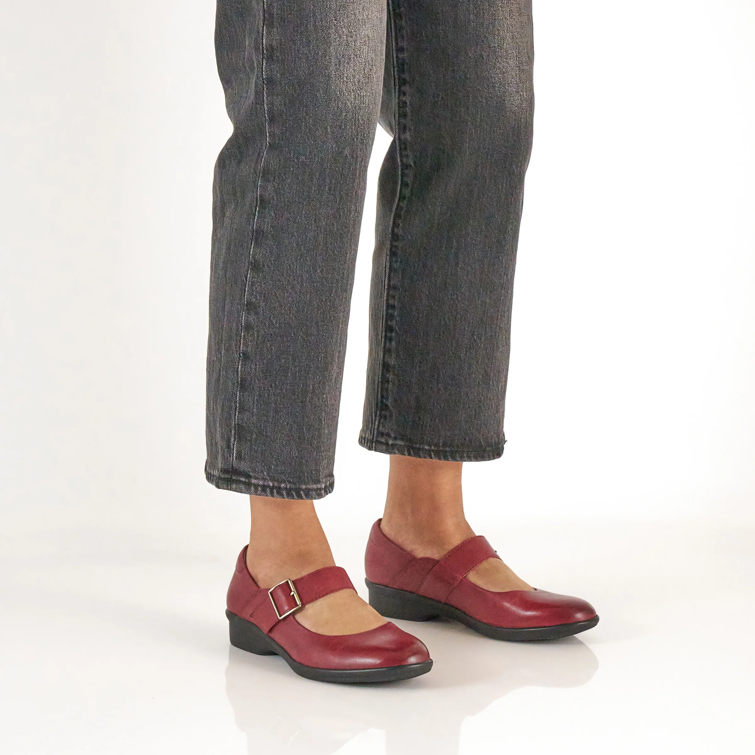 Collette Wide Red Burnished Nubuck - Image 6